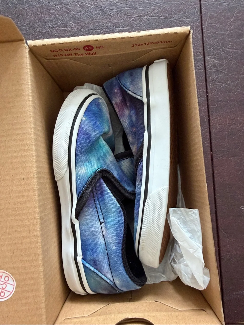 Vans Kids Slip-On Sneakers in Blue and Purple Galaxy Print Toddler Size 9